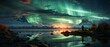 © duyina1990 - Aurora borealis landscape with mountains and lake