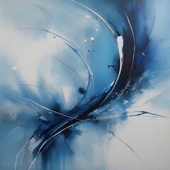 Poster - abstract watercolor background with blue and white swirls