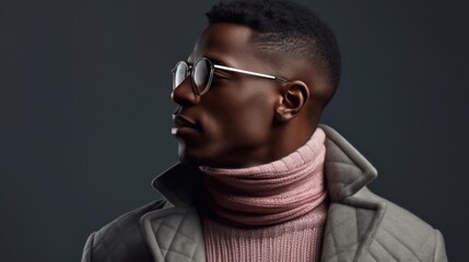 Sticker - Profile of stylish young african american man in eyeglass