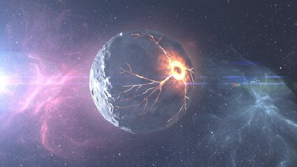 Wall Mural - dead planet in deep space cinematic view of dead planet,4k. 2024