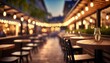 street bar or outdoor restaurant cafe terrace evening bokeh background generative ai