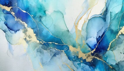 art abstract paint blots background alcohol ink blue colors marble texture horizontal long banner