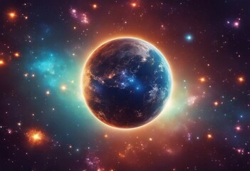 Wall Mural - abstract colorful cosmos background planets and galaxies sky and stars in universe