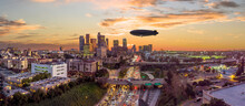 Los Angeles Downtown With Blimp