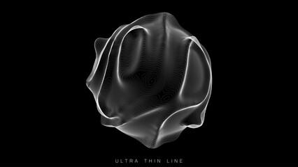 Poster - Ultra thin line fluid geometry. Dynamic vector distorted spheres.
