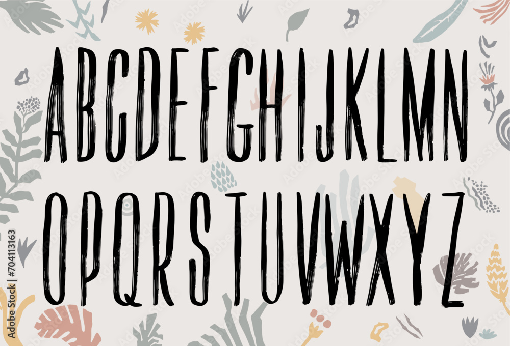 Kind Lettering Rough Grunge vector alphabet with capital letters. Black dirty textured font ...