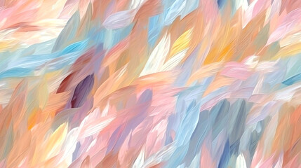 Wall Mural - Close up of oil painting texture with brush strokes and palette knife strokes in pink and blue pastel colors, ai generated