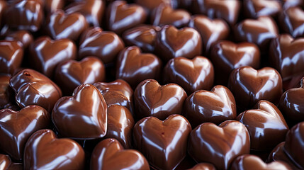 Wall Mural - Close up of chocolate candy hearts, for Valentine's Day. Graphic banner