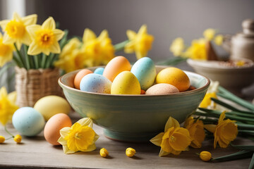 Wall Mural - easter still life with daffodils