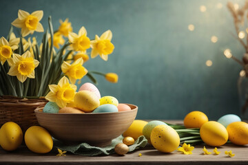 Wall Mural - easter still life with daffodils