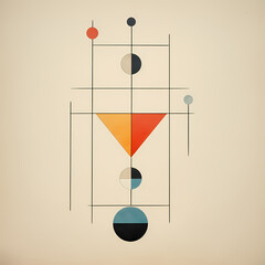 Wall Mural - A minimalist composition of geometric shapes in pastel colors.