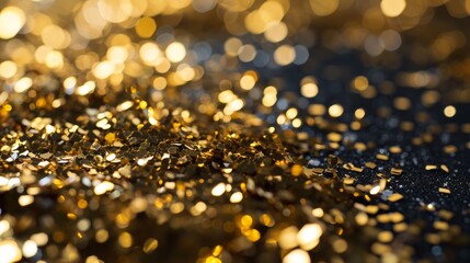 Wall Mural - golden christmas confetti and sprinkles for a holiday celebration like christmas or new year. shiny 