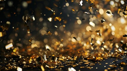 Wall Mural - golden christmas confetti and sprinkles for a holiday celebration like christmas or new year. shiny 