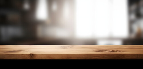 Aufkleber - Light wood table top on blur white gray abstract background - can be used for display or montage your products