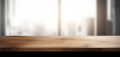 Aufkleber - Light wood table top on blur white gray abstract background - can be used for display or montage your products
