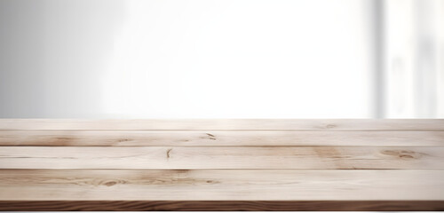 Aufkleber - Light wood table top on blur white gray abstract background - can be used for display or montage your products
