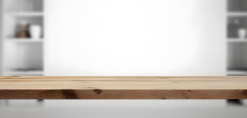 Aufkleber - Light wood table top on blur white gray abstract background - can be used for display or montage your products
