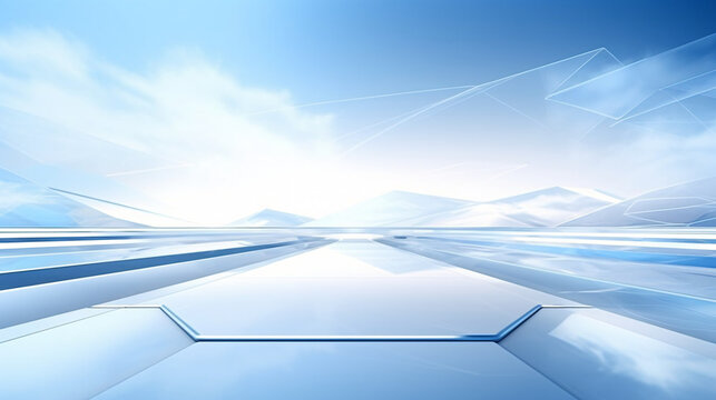 3D rendered sci-fi extended background, blue futuristic technological space scene illustration