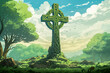 AnThe Celtic cross, a symbol of faith and heritage celebrated during Saint Patrick's Day.