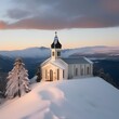 A Scandinavian church perched atop a snowy mountain2