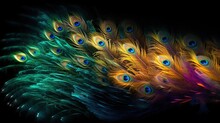 Abstract Representation Of A Peacock With Colorful Feather