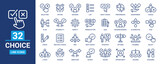 Fototapeta  - Choice icon set. Decision, selection, choose, list, decide, possibility, preferences, option and more. Outline vector icons collection.