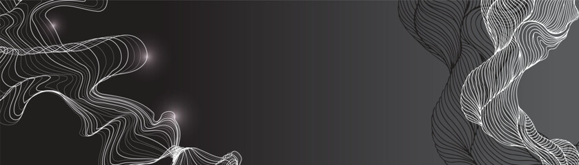 Poster - Gray abstract line art template. A banner with modern line art.