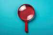 Magnifier magnifying exclamation mark on red background. Alert and precaution concept. Caution and risk management security signal announcement hazard