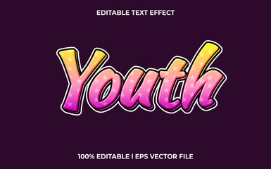 Poster - Vector youth editable font. typography template text effect. lettering vector illustration logo