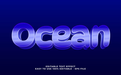 Poster - Vector ocean editable font. typography template text effect. lettering vector illustration logo