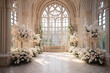 Beautiful luxury elegant interior wedding hall decoration for a romantic wedding ceremony in hotel