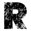 Black grunge font letter R