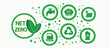 Net zero and carbon neutral concept Net zero greenhouse gas emissions target with a green health center icon on a white circle background