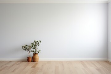 Two potted plants in front of a white wall