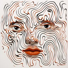 Wall Mural - abstract wavy lines contour waves portrait