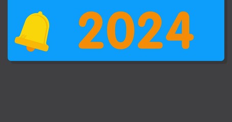 Poster - Number 2024 on notification bubble from portable information device screen. Mobile app message, connection, communication concept. Animated video.