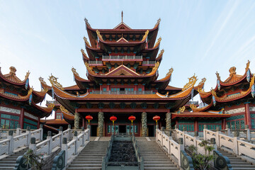 Wall Mural - Temple Pagodas and Urban Scenery, Fuzhou, China