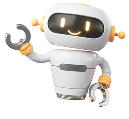 Robot cartoon character, AI in science and Technology, 3d rendering.