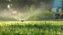 Automatic Watering Of The Green Lawn
