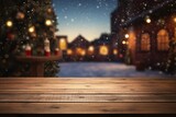Fototapeta Londyn - Empty wooden table with christmas theme in background