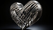 3D heart made from solid stainless steel no background