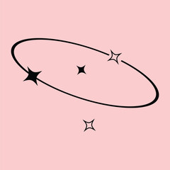 Poster - Y2k geometric shape, minimalist frame with stars. Retro design element for social media or poster. Vector illustration
