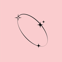 Poster - Y2k geometric shape, minimalist frame with stars. Retro design element for social media or poster. Vector illustration