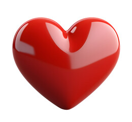 cute heart 3d render, red color, PNG file, isolated background 