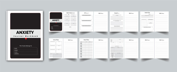 Wall Mural - Anxiety Journal Workbook layout design template 