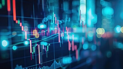 financial, finance, investment, chart, graph, invest, interface, indicator, rising, stock. drawing line to calculation indicator chart and graph is tools of investment. financial finance stock.