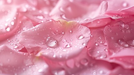 Wall Mural - fresh light pink rose petal background with water rain drop 