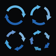 Poster - Four arrows in the form of a circle in blue with a gradient. Vector illustration. Stock Photo.