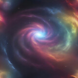 Fototapeta  - Swirling nebula and the black hole in the middle of a rainbow galaxy. 