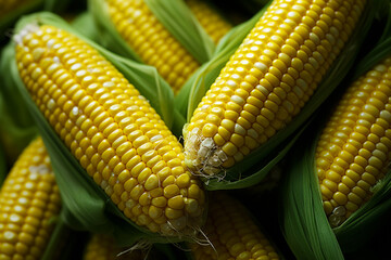 Poster - Corn - Yellow kernels abstracted in rows on a green husk.